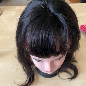 Human Hair Topper 16”, silk base, multidirectional Black/Brown